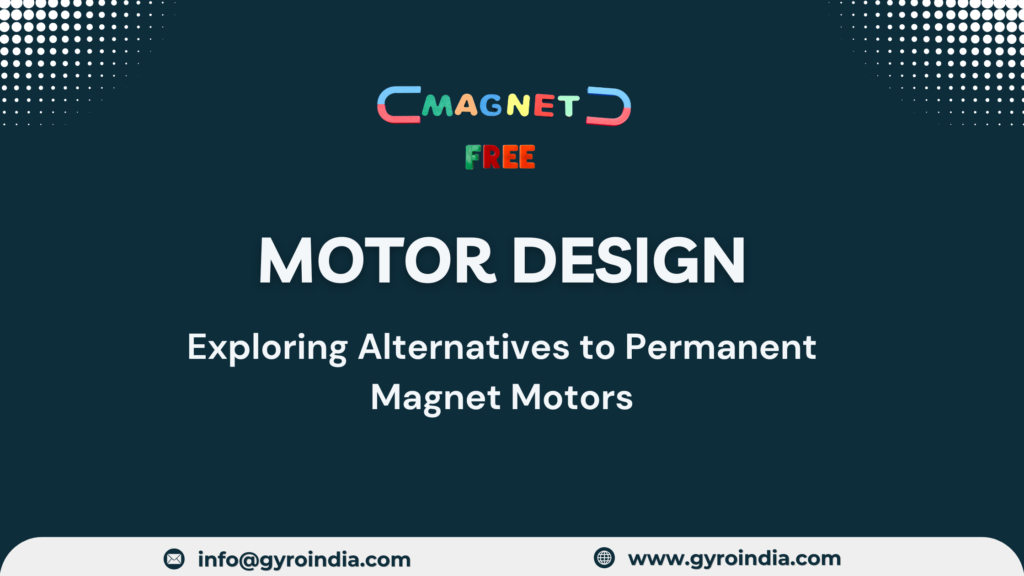 Technical illustration of magnet-free electric motor showing innovative internal components, cross-section design, and sustainable engineering principles for industrial applications